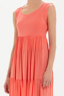 Kırmızı Sırt dekolteli kısa kollu midi elbise 92399