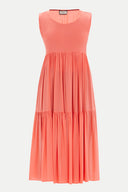 Kırmızı Sırt dekolteli kısa kollu midi elbise 92399