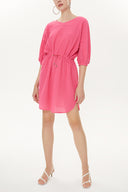 Fuşya Bağcıklı bol kesim mini elbise 92407