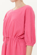 Fuşya Bağcıklı bol kesim mini elbise 92407