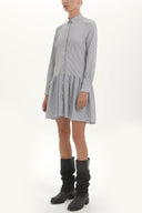 Çizgili Düğmeli bol kesim mini elbise 92411