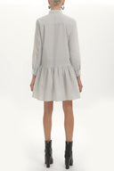 Siyah Beyaz Düğmeli bol kesim mini elbise 92411