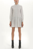 Siyah Beyaz Düğmeli bol kesim mini elbise 92411