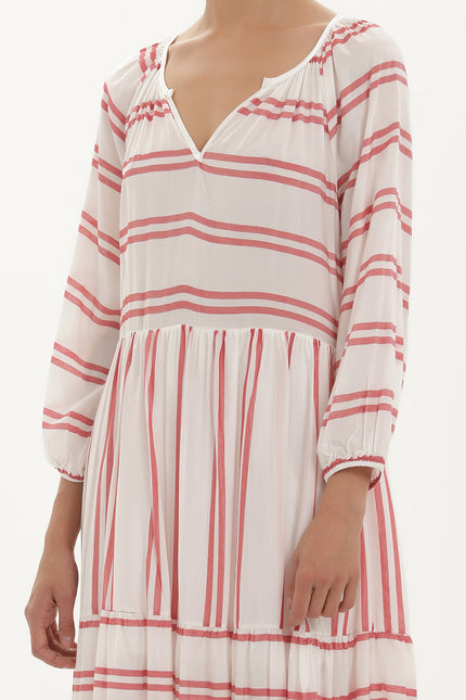 Çizgili Oversize Midi Elbise 92419