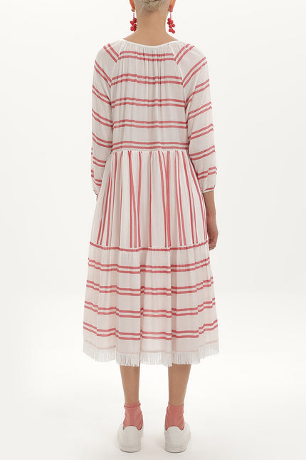 Çizgili Oversize Midi Elbise 92419