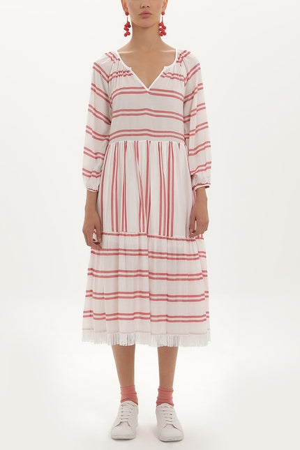 Çizgili Oversize Midi Elbise 92419