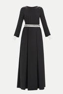 Siyah İnci kemerli uzun elbise 92468