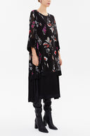 Desenli Desenli kumaş kombinli midi elbise 92537