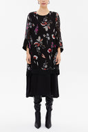 Desenli Desenli kumaş kombinli midi elbise 92537