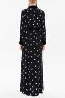 Siyah Kadife karışımlı bol kesim uzun elbise 92568