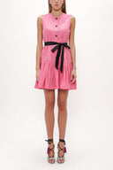 Pembe Büzgülü kolsuz mini elbise 92703