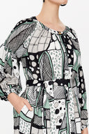 Yeşil Lastikli balon kol uzun elbise 92718