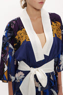Lacivert Kemerli uzun kimono elbise 92737