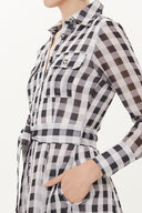 Siyah Düğmeli ve kemerli uzun elbise 92758