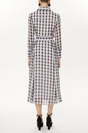 Siyah Düğmeli ve kemerli uzun elbise 92758