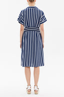 Lacivert Asimetrik patlı midi elbise 92764