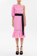 Pembe Tek omuz balon kollu midi elbise 92771