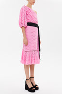 Pembe Tek omuz balon kollu midi elbise 92771