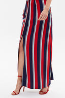 Kırmızı Düşük omuz kısa kol kemerli uzun elbise 92796