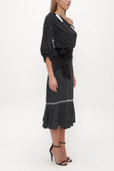 Siyah Tek omuz godeli midi elbise 92802