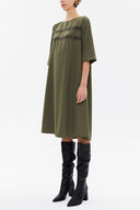 Haki Nakışlı bol kesim midi elbise 92804