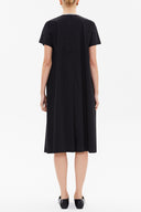 Siyah Kontrast renkli bol kesim midi elbise 92809