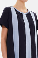 Lacivert Kontrast renkli bol kesim midi elbise 92809