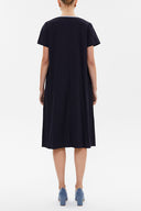 Lacivert Kontrast renkli bol kesim midi elbise 92809