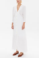 Beyaz V yaka uzun elbise 92840