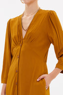 Hardal V yaka uzun elbise 92840