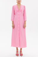 Pembe V yaka uzun elbise 92840