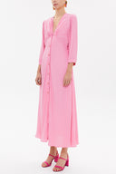 Pembe V yaka uzun elbise 92840