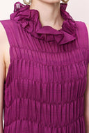 Mor Büzgü detaylı uzun elbise 92846