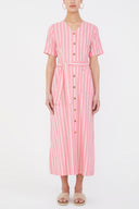 Pembe Kısa kollu midi elbise 92852