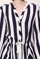 Lacivert Asimetrik kesim belden kemerli elbise 92854