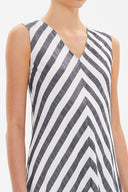 Siyah Kemerli kolsuz midi elbise 92888