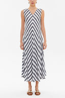 Siyah Kemerli kolsuz midi elbise 92888