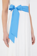 Beyaz Kemerli kolsuz midi elbise 92888