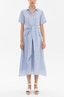 Lacivert Bagcıklı kısa kol midi elbise 92927