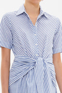 Lacivert Bagcıklı kısa kol midi elbise 92927