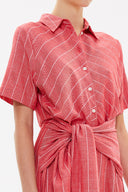 Kırmızı Bagcıklı kısa kol midi elbise 92927