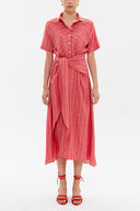 Kırmızı Bagcıklı kısa kol midi elbise 92927