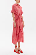 Kırmızı Bagcıklı kısa kol midi elbise 92927