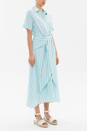 Yeşil Bagcıklı kısa kol midi elbise 92927