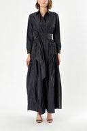 Siyah Cepli ve lastikli gömlek elbise 92958