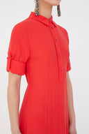 Kırmızı Lastikli uzun elbise 92975