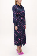 Lacivert Balon kol midi elbise 92985