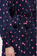 Lacivert Balon kol midi elbise 92985
