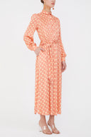 Somon Balon kol midi elbise 92985