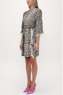 Leopar Tüylü ve yırtmaçlı mini elbise 93008